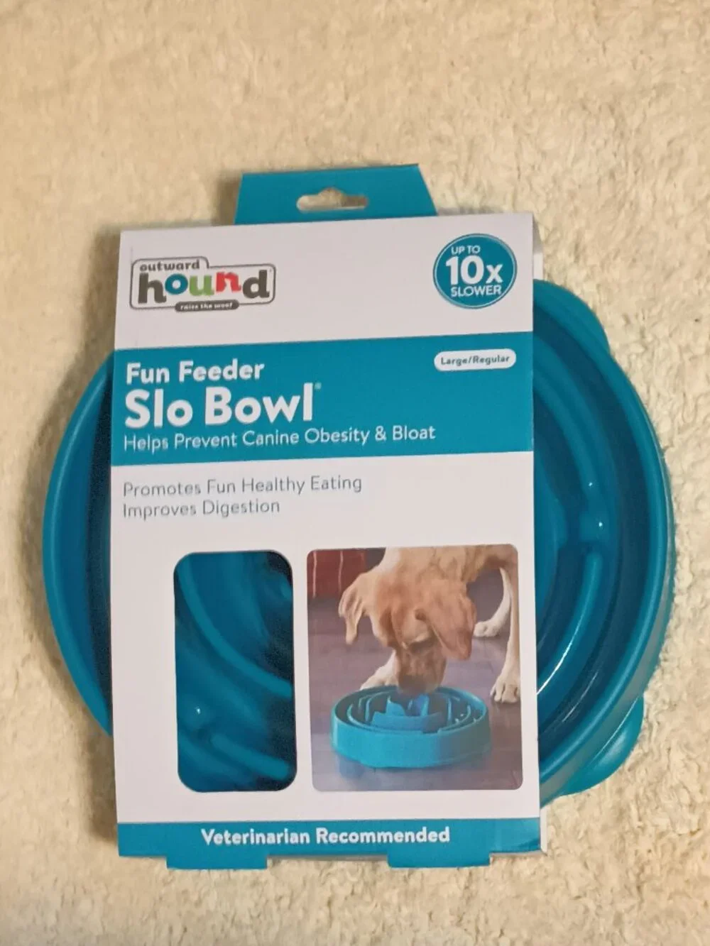 NWT ~ Outward Hound's Fun Feeder Slo Bowl For Dogs, Size Large/Regular